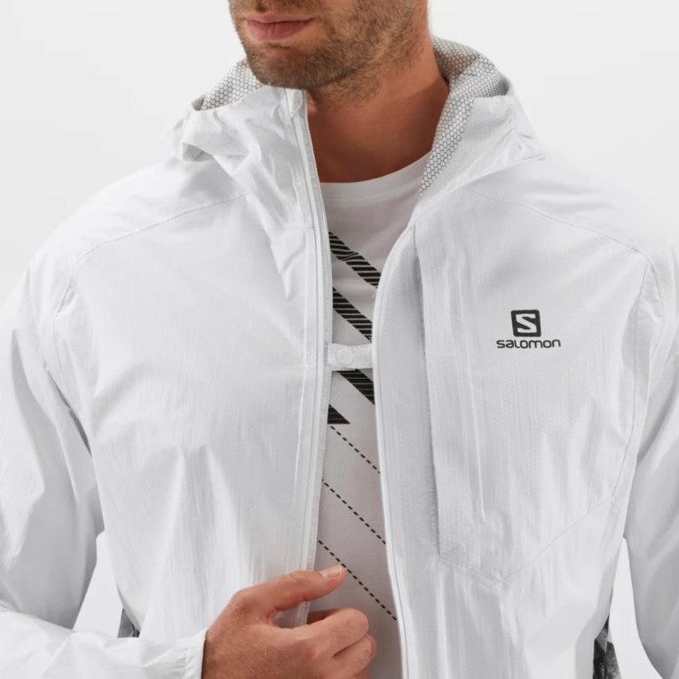 White Salomon Bonatti Waterproof Men's Shell Jackets | IE UD0968